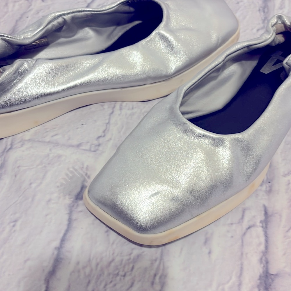 🔵P448 Stylish Chic Silver Ballet Flats